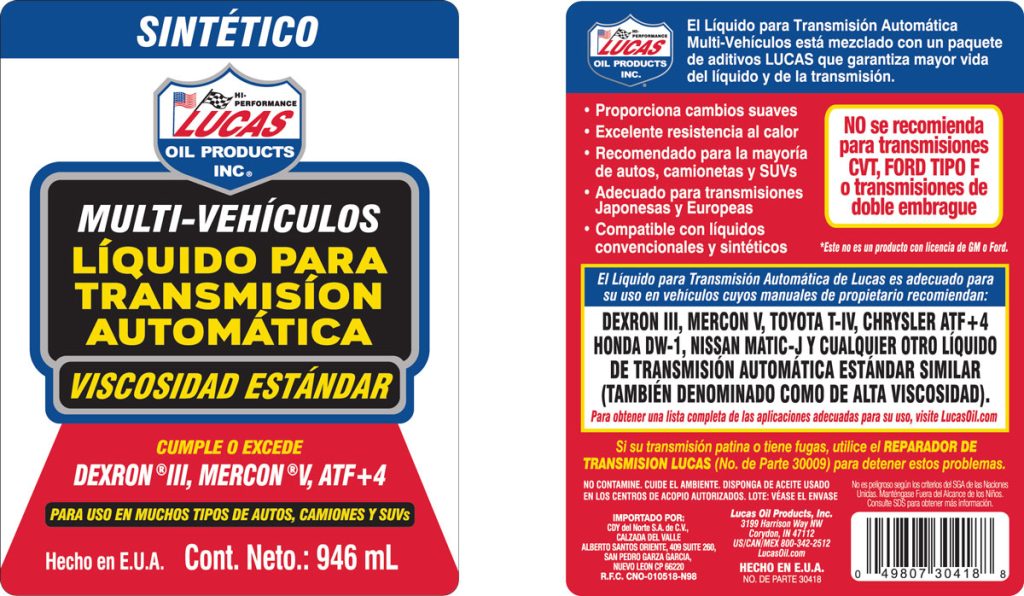 Líquido Sintético para Transmisión Automática (ATF) Multivehículo