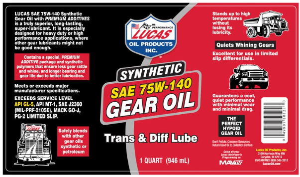 Synthetic SAE 75W-140 Gear Oil