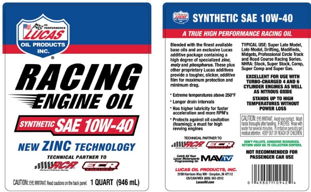 Racing Only Motor Oil