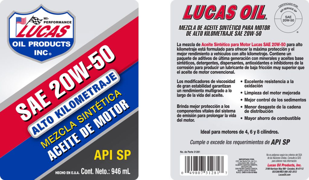 Aceites de Mezcla Sintética para Motores de Alto Kilometraje