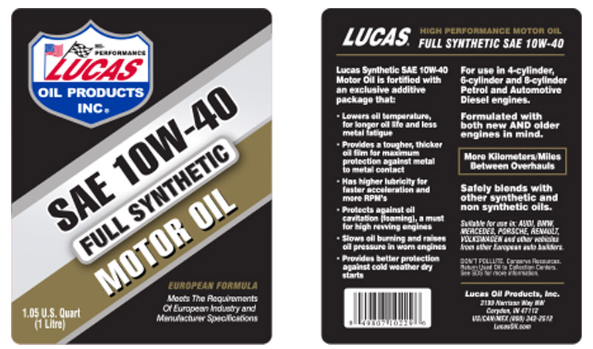 High Performance European Synthetic Motor Oils