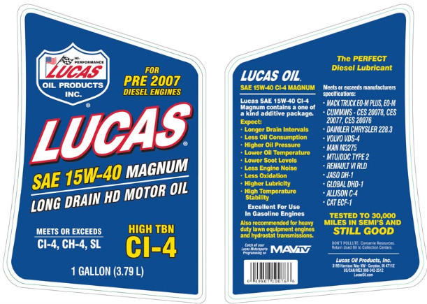 SAE 15W-40 Magnum High TBN CI-4 Oil